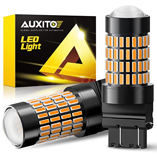 AUXITO 3157 LED Bulbs Amber for Turn Signal Lights, Super Bright 3056 3156 3057 4157 LED Bulbs with Projector for Turn Signal Blinker Reverse Back Up Parking Marker Brake Tail Lights - color: Amber Yellow, size: 3157/3156