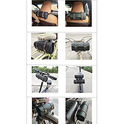 YIBO Motorcycle Fork Bag Quick Release Bag Side Bag Waterproof Universal Tool Bag American Bicycle Side Bag Leather Small Tool Bag (Green 1) - color: Green 1