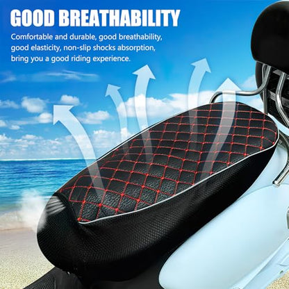 GALPADA Breathable Motorcycle Seat Cover Cushion with Elastic Edge Linen Mesh Shock-Absorbing Pad Protector Sunscreen Anti-Slip Seat Cushion for Motorbikes Four-Season Saddle Cover