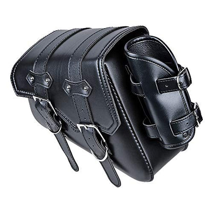 Motorcycle Black Left Side Solo Swing Arm Bag Saddlebag Compatible with Harley Sportster XL 883 1200 48 72 - size: Left Side with Side Storage