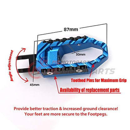MC MOTOPARTS Blue Front Wide CNC Touring Foot Pegs Compatible with MT-07 MT-09 Tracer 13-18 YZF R3 15-18 MT-10 16-19 20 21 - color: Blue, size: No Extension