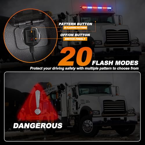 ASPL 26inch 126 LED Emergency Rooftop Strobe Lights Bar w/Controller Double Side Warning Hazard Snow Plow Flashing Light Traffic Advisor Safety Light for Work Trucks Vehicles Tow Pickup(Red/Blue) - color: Red/Blue