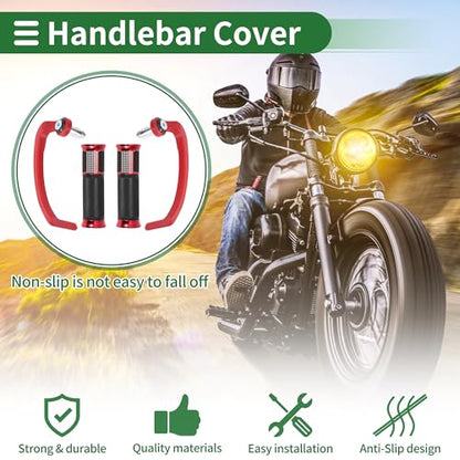 7/8" 22mm 15/16" 24mm Motorcycle Hand Grips Cover Kit Aluminum Alloy Rubber Handlebar End Grips Red 1 Set - color: Red