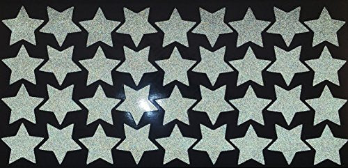 LiteMark Reflective White 1 Inch Stars Sticker Decals for Helmets, Bicycles, Strollers, Wheelchairs and More - Pack of 36 - color: White