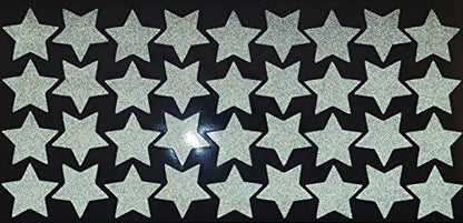 LiteMark Reflective White 1 Inch Stars Sticker Decals for Helmets, Bicycles, Strollers, Wheelchairs and More - Pack of 36 - color: White
