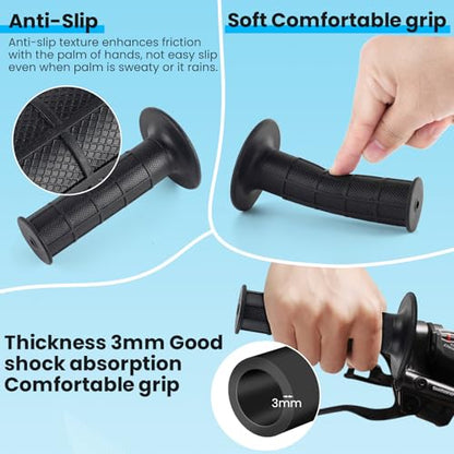 Mini Bike Motorcycle Throttle Cable Handlebar Grips 7/8" 22mm ID Compatible with Coleman MB200 Mini Baja Warrior Coolster Roketa 50cc 70cc 90cc 110cc 125cc SSR Tao Tao Atv Dirt Bike Go Kart