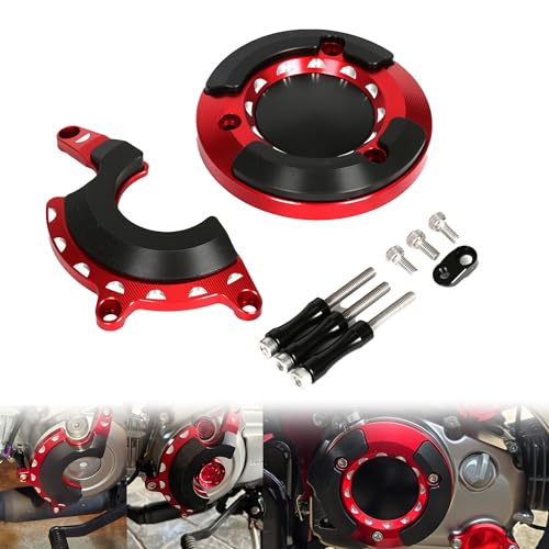 Monkey125 Left Right Engine Cover Protector Slider Compatible with Monkey 125 2022-2024 JB03 3D CNC Motorcycle Engine Crankcase Guard (Red) - color: Red