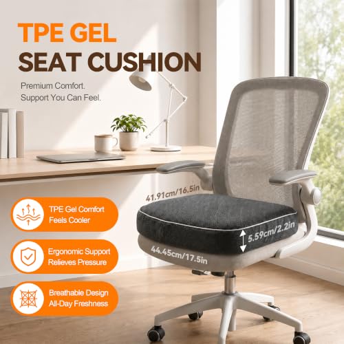Slowell TPE Double Layer Gel Seat Cushion for Long Sitting - Enlarged Thickened Patent Design with Ergonomic Coccyx Support, Soft Breathable Cooling Non-Slip Bottom for Office Chair, Car, Wheelchair