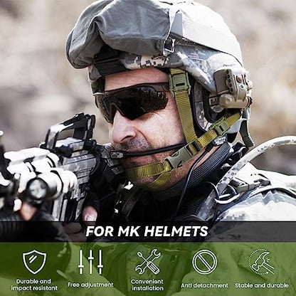 Tactical Helmet Chin Strap Adjustable Dial 4 Points Suspension System with Bolts and Screws for Tactical Fast MICH Bump Helmet Accessory - color: Style 3-Green