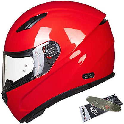 ILM Motorcycle Helmet Motocross Full Face Ultra Large Pinlock Insert Anti-Fog Visor ATV Casco Snowmobile for Men Women DOT - color: Red