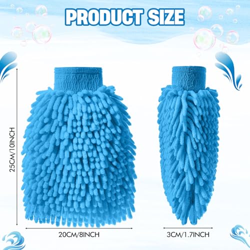 24 Pack Car Wash Mitt Bulk Microfiber, 10'' x 8'' Chenille Car Wash Mitt Gloves, Scratch Free Double Sided No Lint No Marks for Truck SUV and All Vehicle Surfaces (Blue) - color: Blue