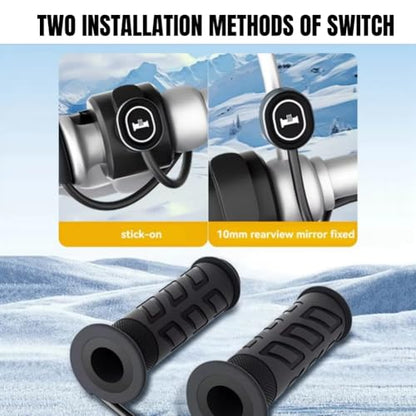 7/8'' ATV Heated Handlebar Grips, 12V 3-Gear Temperature Adjustable Handlebar Grip Heater, Waterproof Anti-Slip Heated Grips Fit for 7/8" ATV Handlebars