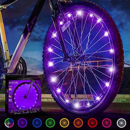 Activ Life LED Bike Wheel Lights with Batteries Included! Get 100% Brighter and Visible from All Angles for Ultimate Safety & Style (1 Tire Pack) - color: Purple