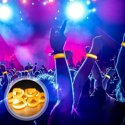 M.best 8pcs LED Light Up Bracelets Glow Flashing Wristbands Glow in The Dark Party Supplies for Wedding, Raves, Concert, Camping,Sporting Events, Party Yellow - color: 8pcs Yellow