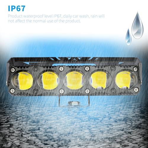 Motorcycle LED Spotlight Yellow/White Hi-Low Combo Beam LED Driving Fog Light Bar, 2Pcs 6.5Inch Offroad Driving Lights Pod Lamp Work Auxiliary Lights for Trucks, Vehicles, ATVs,UTVs, Tractors - size: Single Row