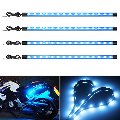 YM E-Bright Led Strip Light for Car 27cm 5050 15SMD Waterproof Car Underglow Light Motorcycle Golf Cart Decoration Interior Exterior Lights Strip,Ice Blue DC12V (Pack of 4) - color: Ice Blue