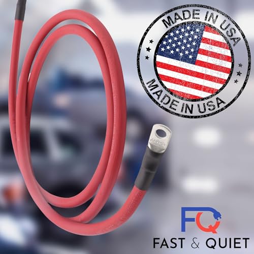 2 AWG Battery Cable with Battery Terminals, Pure Copper Wire, Automotive, Solar Power Inverter, Welding, Golf Cart, Lawn Mower, Motorcycle (Red Wire, 1.5 FT (18 in), 3/8" Lugs on Both Ends, 1pc) - color: Red, size: 1.5 FT 3/8" Lugs