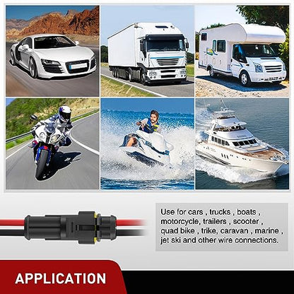 Nilight 200PCS 2 Pin Electrical Connector ‎Plug Male Female Terminal Wire Waterproof Connectors 2 Way Automotive Connect Set for Car Truck Motorcycle Marine Boat 20 Sets - size: 2Pin Connector 200Pcs
