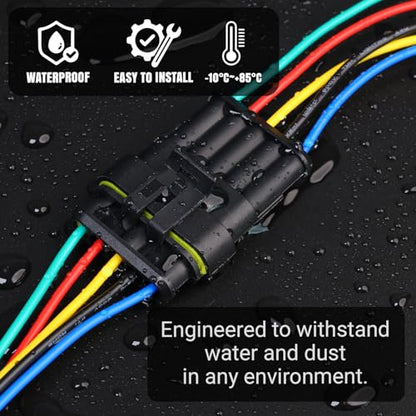 TMH 10Pcs 5 Pin Electrical Connector Male and Female, 10cm. 22 AWG Waterproof Wire Connectors 5 Way with Heat Shrink Tubing for Car Truck Boat Wire Connection (5 Set) - size: 5 Pin - 5 Sets