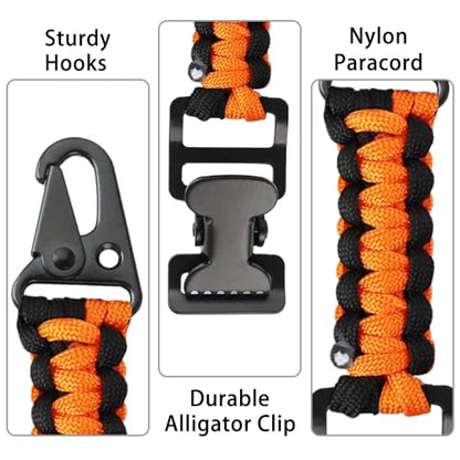 2PCS Heavy Duty Glove Holder with Metal Alligator Glove Clip for Duty Belt, Firefighter, Hiking, Rescue - color: Black & Orange