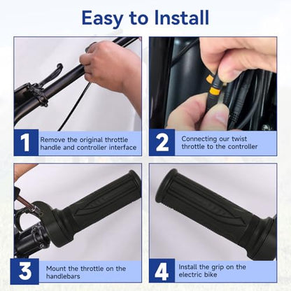 Universal 3 Pin Ebike Throttle Full Twist Compatible with Electric Bike Scooter Bicycle Motorcycle 12V 36V 48V 72V, 20X E Bike Throttle Grip Kit Replacement for Folding Mountain Bike Male