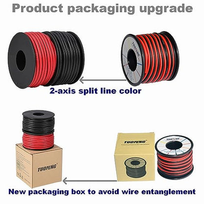 TUOFENG Silicone Wire 18 AWG 100 Feet (2 Pack) - 600V High-Temp Flexible Cable, Oil & Flame Resistant for Automotive, Industrial, DIY, Solar Projects - Red/Black Tinned Copper Wire - size: 18 AWG Silicone Wire 2 Colors 50ft Each