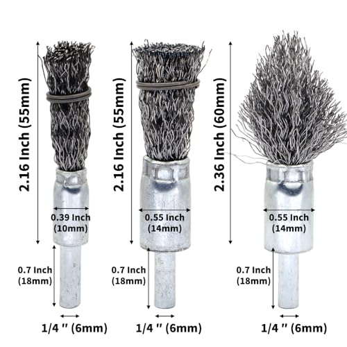 9-Piece Large Wire Brush Wheel Set - Metal Rust Removal, Polishing, Cleaning - 1/4″ (6mm) Shaft - Removes Burrs, Dust, and Paint - Handles Rough Surfaces - Rotary Tool Accessories - style: Set of 9 Large-sized Wire Brushes