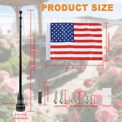 Motorcycle American Flag Pole Mount Kit Compatible for 1/2'' Rack, Black Chrome Flag Mount with Scratch-Proof Rubber Pads - For Harley Honda Goldwing CB VTX CBR Yamaha | Black Chrome Flag Mount with Scratch-Proof Rubber Pads - For Harley Honda Goldwing CB