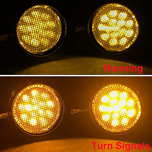 Rich Choices 2pcs Black 15 LED Motorcycle Stop Brake Running Turn Signal Indicator Amber Lights For Harley Honda Chopper (Black with net-Amber Light) - color: Black with net-Amber Light