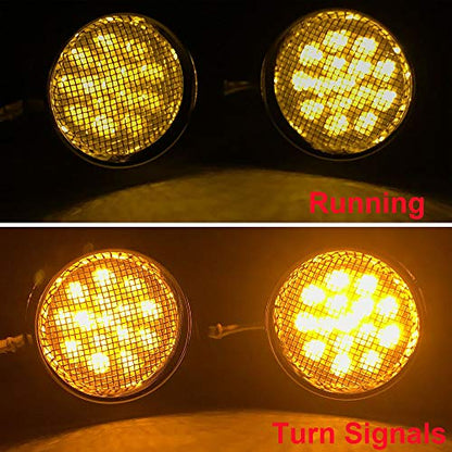 Rich Choices 2pcs Chrome 15 LED Motorcycle Stop Brake Running Turn Signal Indicator Amber Lights For Harley Honda Chopper (Chrome with net-Amber Light) - color: Chrome with net-Amber Light