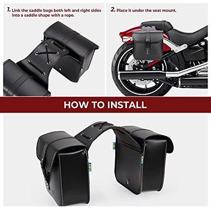 KEMIMOTO Motorcycle Saddlebags Throw Over Saddle bags Small Size Panniers 15L Side Luggage Saddlebags for Motorcycle Universal Sportster Softail Dyna Road King Rebel Synthetic Leather - style: Without Lock