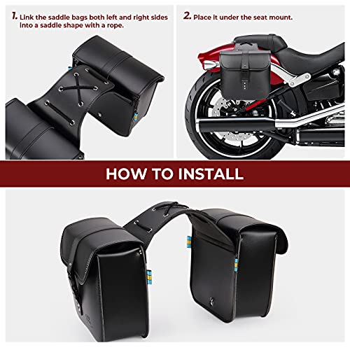 KEMIMOTO Motorcycle Saddlebags Throw Over Saddle bags Small Size Panniers 15L Side Luggage Saddlebags for Motorcycle Universal Sportster Softail Dyna Road King Rebel Synthetic Leather - style: Without Lock