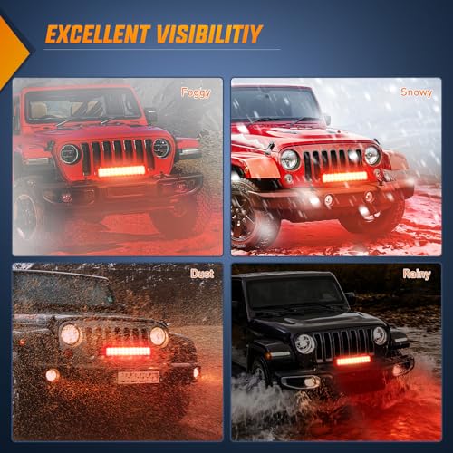 Nilight LED Light Bar 12 Inch 72W Spot Flood Combo Red Beam Off Road Lights Fishing Hunting Emergency Deck Boat Work Lighting for Trucks UTV Pick-up Van Boat Tractor - color: Red