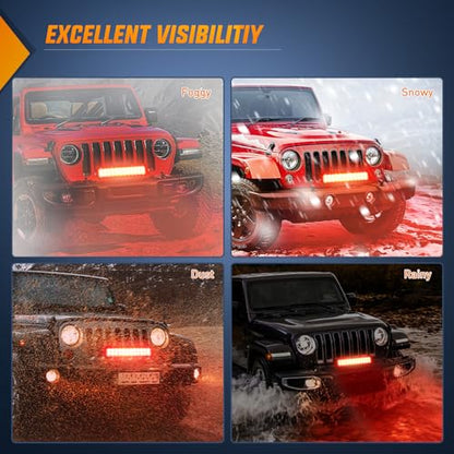 Nilight LED Light Bar 12 Inch 72W Spot Flood Combo Red Beam Off Road Lights Fishing Hunting Emergency Deck Boat Work Lighting for Trucks UTV Pick-up Van Boat Tractor - color: Red