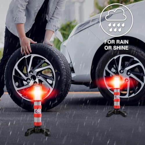 XTREME STP LED Road Flares, Emergency Road Flares for Vehicles, Car Flares with 3 Alert Modes, Magnetic Base, Foldable Stand, Emergency Roadside Lights, Visible Up to 1 Mile, White Flashlight - size: 4 Pack