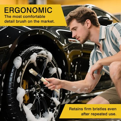 Boar Hair Vent & Dash Detailing Brushes – Premium Soft Bristle Cleaning Tools for Car Interior & Exterior – Professional-Grade Auto Detailing Accessory for Enthusiasts & Pros