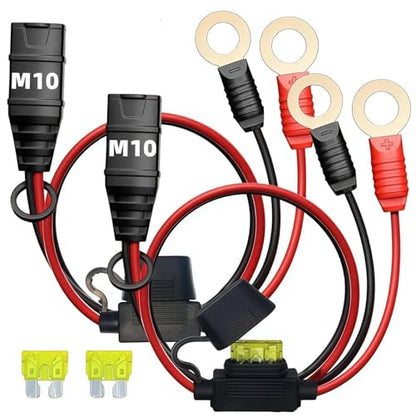 (2PK) Replacements for Noco Battery Charger Cable GC008 X-Connect M10 (3/8in) XL Eyelet Terminal Wires Harness Fits for Noco Genius 1 2 5 10 G4 Accessories - Smart Batteries Trickle Charger Cable - size: 2PK-GC008(M10)