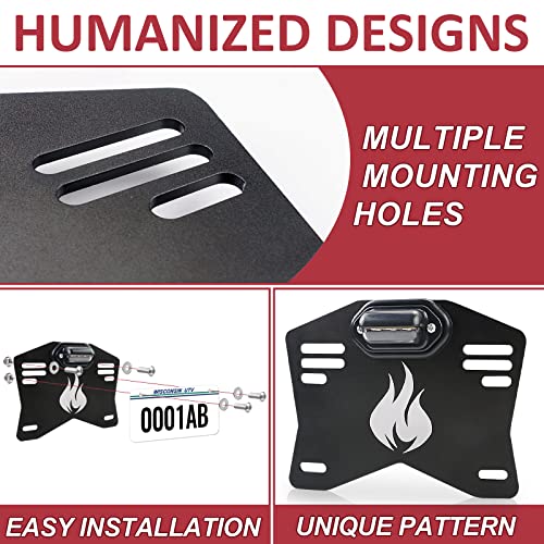 Starknightmt UTV License Plate Holder with Light, Universal Lighted License Plate Mount Bracket Compatible with Polaris Ranger RZR Can Am X3 Defender Cfmoto Zforce Uforce