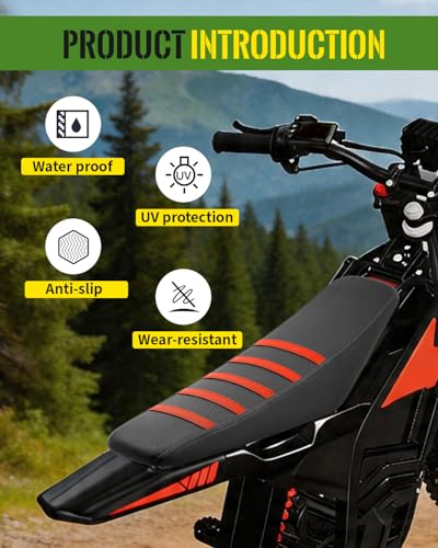 Seat Cover Fit for Yozma in 10, Red Stripe Non-Slip Motorcycle Cushion Cover, for Electric Dirt Bike Ebike - color: Red