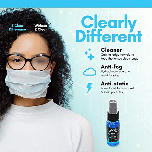 Z Clear 1 Ounce Anti Fog Spray for Eye & Sunglasses -Glass & Plastic Cleaner - Fog Free Cleaning Spray for Glasses, Eyewear, Goggles- Pack of 1-1oz spray & Microfiber Towel
