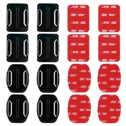 HSU Helmet Adhesive Sticky Mounts, Flat + Curved 3M Adhesive Mounts Compatible with GoPro Hero 13/12/11/10/9/8/7/6/5 AKASO Campark DJI Osmo Action 4/3 and Other Action Cameras (8 Pack)