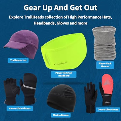 TrailHeads Womens Ponytail Headband - Moisture Wicking Hair Headband for Running, Winter, Workout - Athletic Headband Women - color: hi-vis