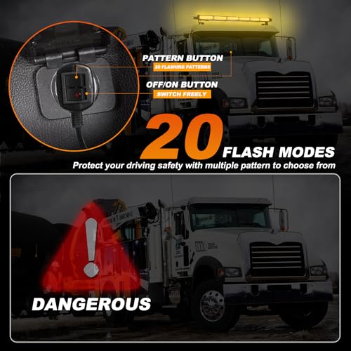 ASPL 26inch 126 LED Emergency Rooftop Strobe Lights Bar w/Controller Double Side Warning Hazard Snow Plow Flashing Light Traffic Advisor Safety Light for Work Trucks Vehicles Tow Pickup(Amber) - color: Amber