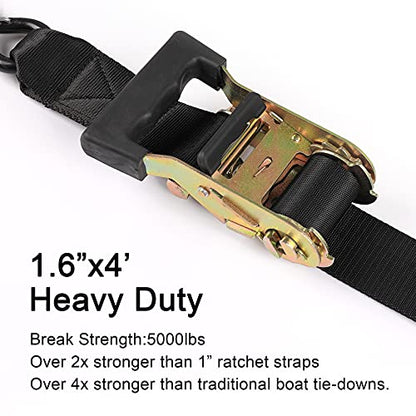 Ayaport Boat Trailer Transom Tie Down Straps for Boat Jet ski Kayak Canoe 4 Feet 1.6 inches 5000lbs Break Strength Heavy Duty Ratchet Straps with S Hooks, Pack of 2 - size: 1.6" x 4'