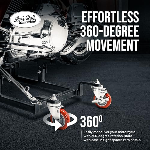Let's Roll Cruiser Standard Package Deal Motorcycle Dolly and Lift - 1200 LB Heavy Duty Scissor Motorcycle Lift Jack & Dolly for Garage Storage, Scissor Lifts Jack and Moving Dolly - Made in The USA - style: Standard