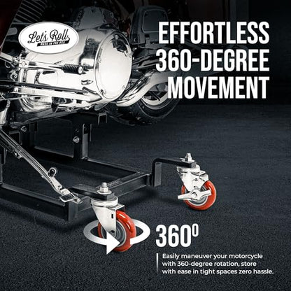 Let's Roll Cruiser Standard Package Deal Motorcycle Dolly and Lift - 1200 LB Heavy Duty Scissor Motorcycle Lift Jack & Dolly for Garage Storage, Scissor Lifts Jack and Moving Dolly - Made in The USA - style: Standard
