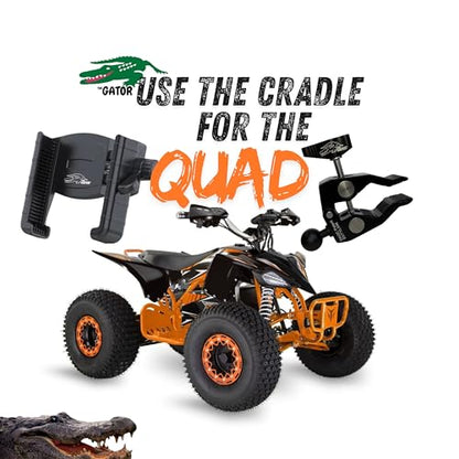 THE GATOR Cell Phone Holder with Both MagSafe and Cradle Options Included! Phone Mount for Golf Cart, ATV Accessory, Quad, Bicycle, Motorcycle, Car, Boat, Scooter, Photography Fits Most smart Phones