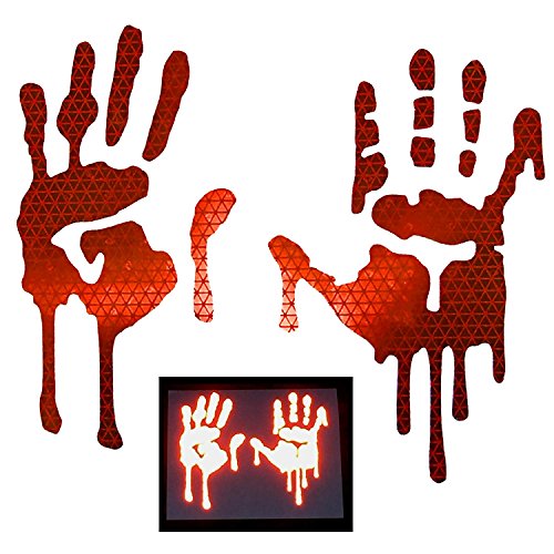 customTAYLOR33 High Intensity Grade Reflective Bloody/Dripping Hands Decals for Helmets, Windscreens, Rear Windows, Bumper Stickers (5 inches Height, Red) - color: Red, size: 5" Height (Toddler size)