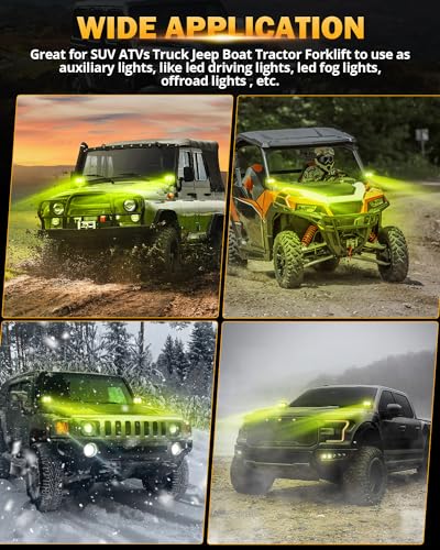 Auxbeam 4In 60W Amber Fog Lights, Amber Led Pods Super Bright Spot Beam Offroad Lights with Plug and Play Wiring Harness Kit for Truck SUV ATV UTV Jeep Wrangler Motorcycle - color: Amber Spot Beam (ZD000706)