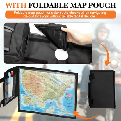 ATV Saddle Bag with Map Pouch & Cooler, Water-Resistant Hunting Tank Pack for All-Terrain Vehicles, Compatible with Most ATVs, Snowmobiles, Motorcycles & Bicycles (Black) - color: Black